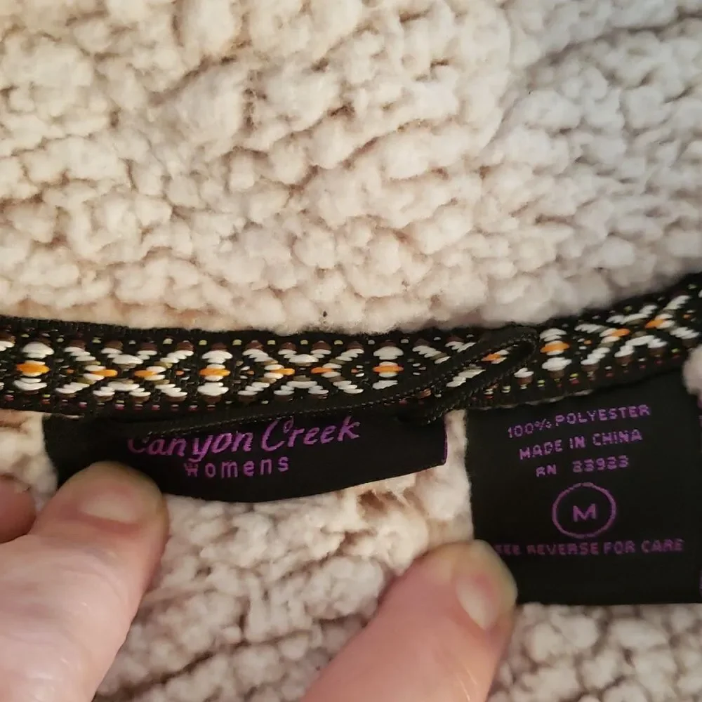 Very Nice Canyon Creek Teddy Bear 1/4 Zip Sweater Sz M